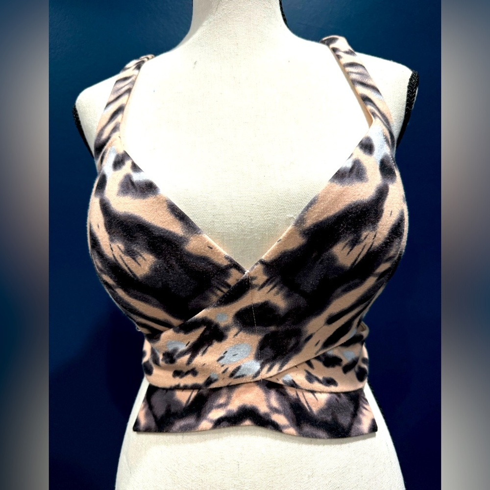 Australian brand Bardot crop top with cutouts and spaghetti sleeves